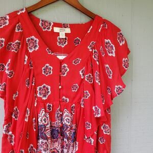 Vintage America NWT Ruffle Sleeve Paisley Top Sm
